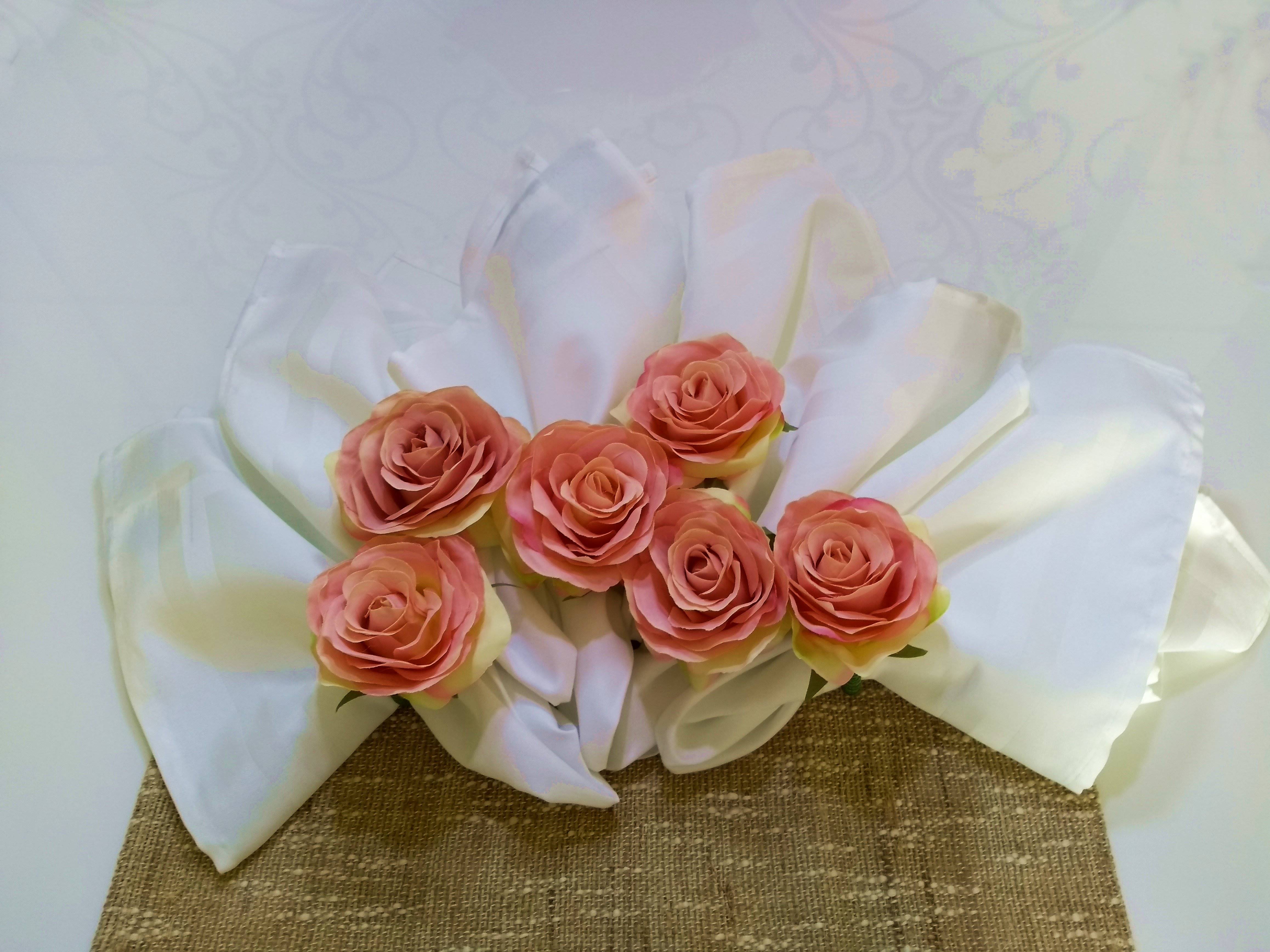 Kit com 6 anéis para guardanapo rosa