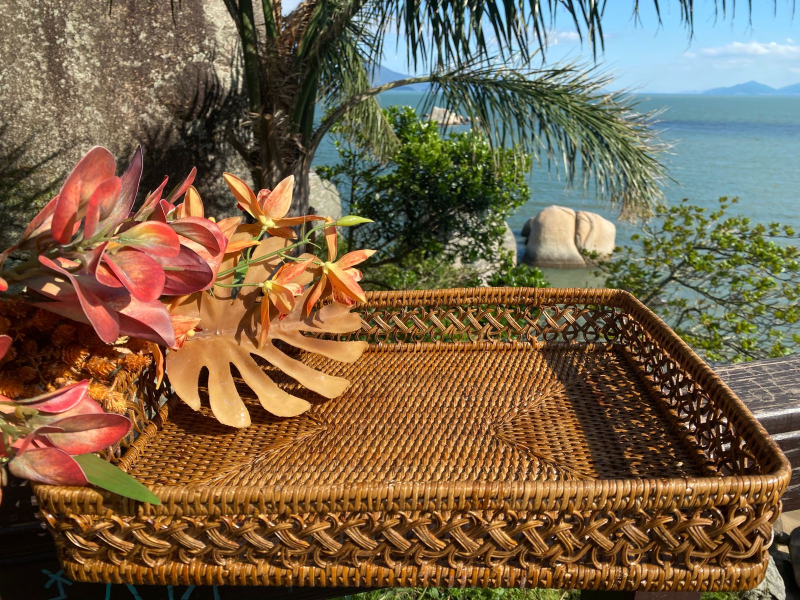 Bandeja Retangular Tanah Rattan