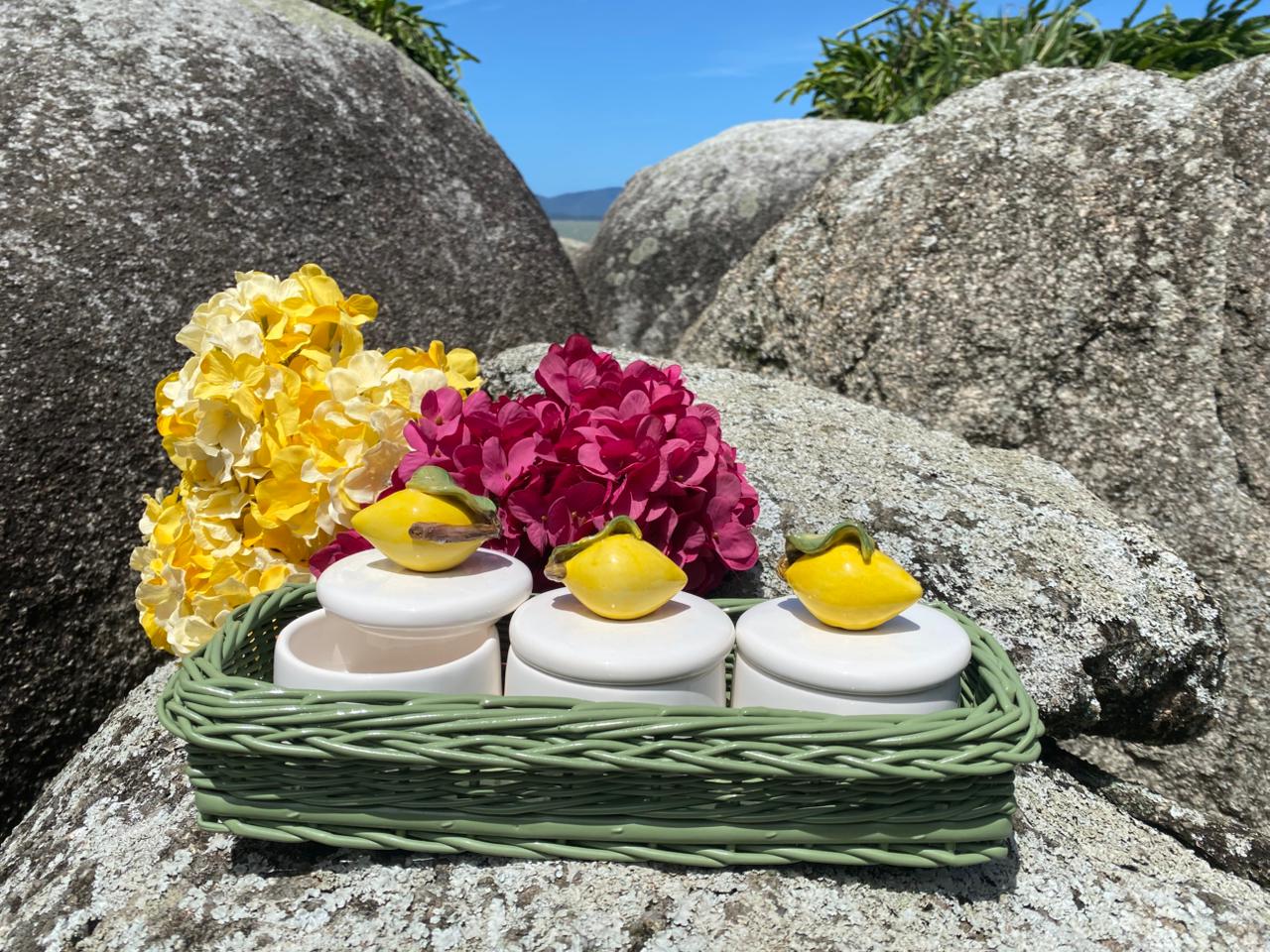 Cesta Geléia Vime com Potes Limão  