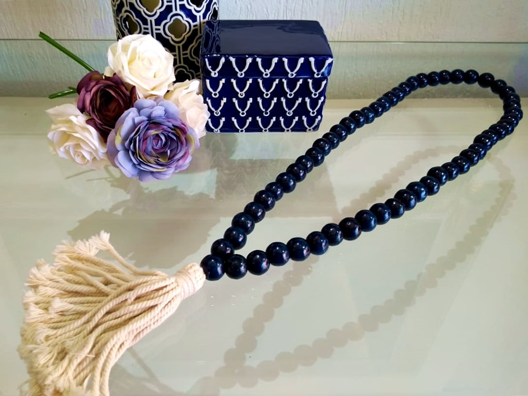 Colar Decorativo Madeira Japamala Azul