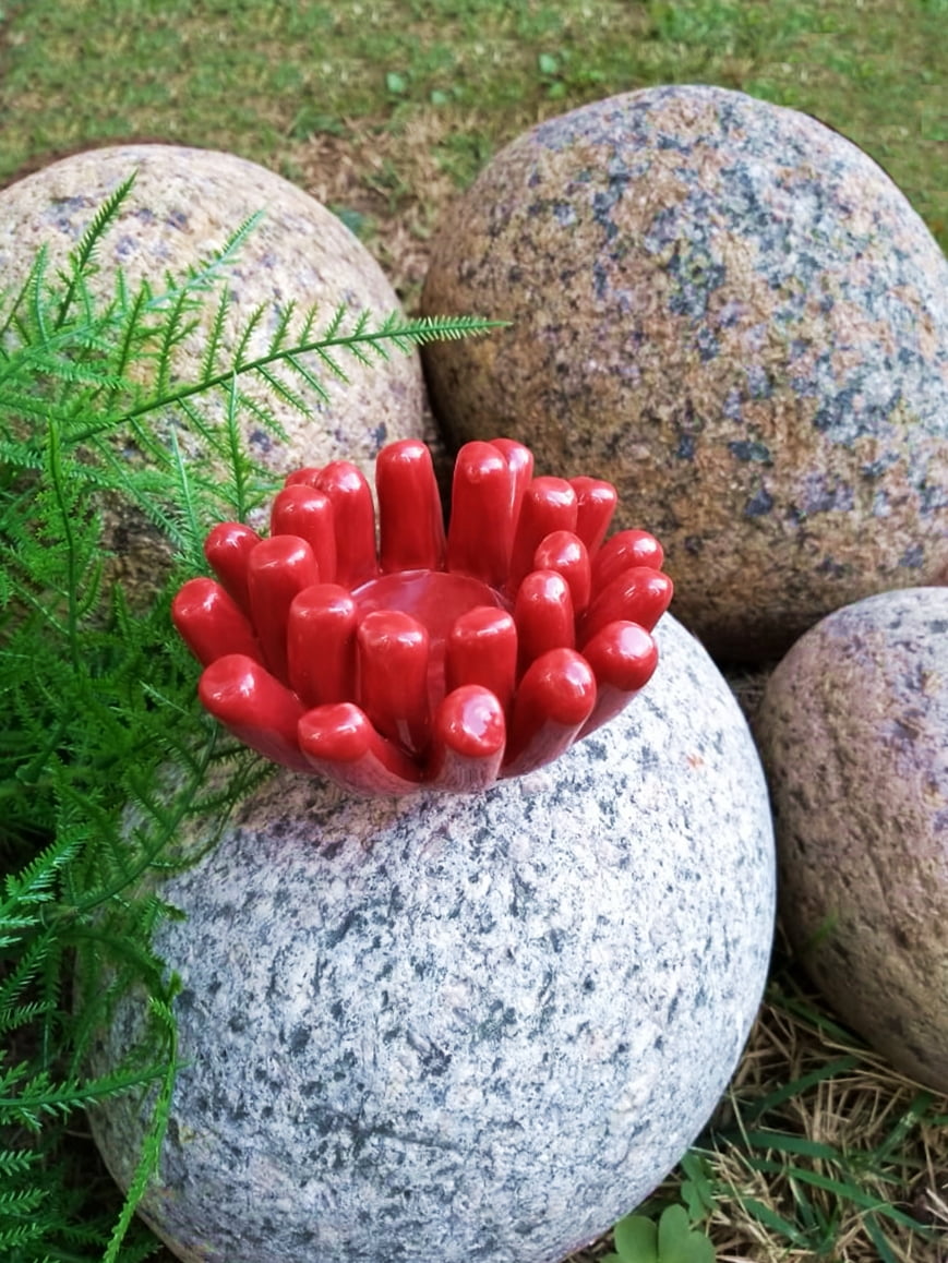 Luminária coral em resina vermelho mar