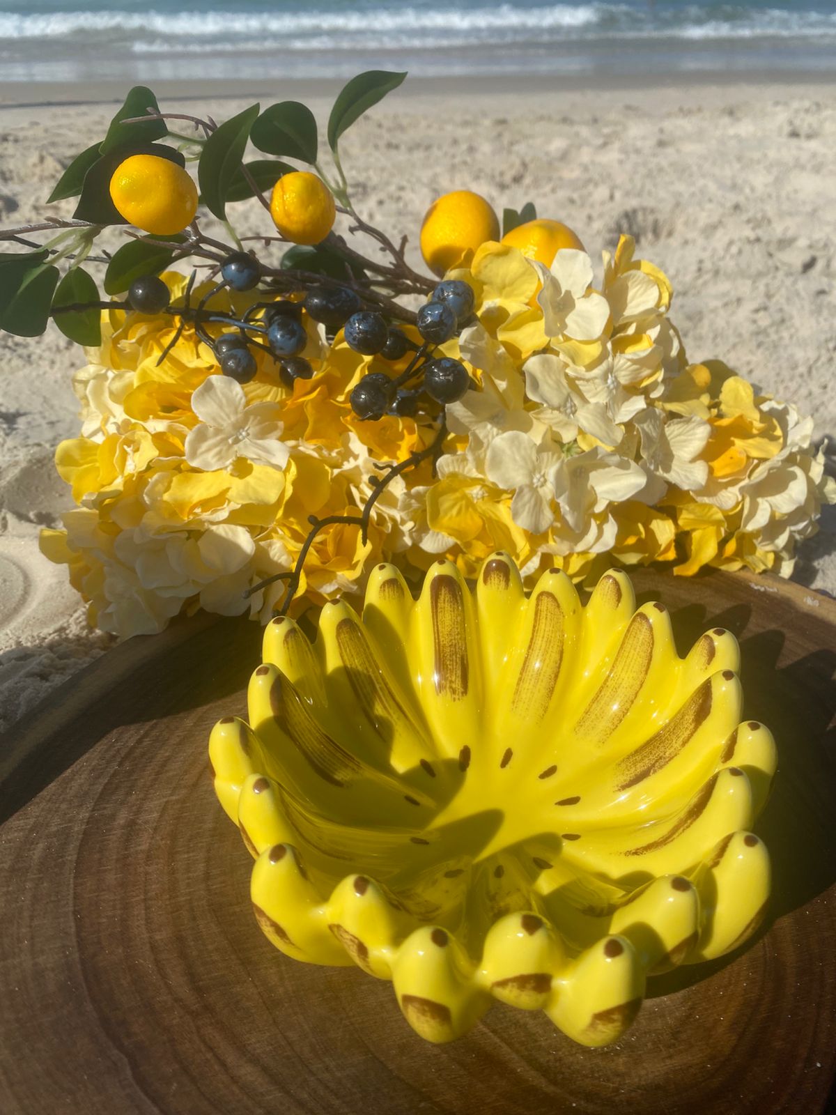 Mini Fruteira Banana em Porcelana