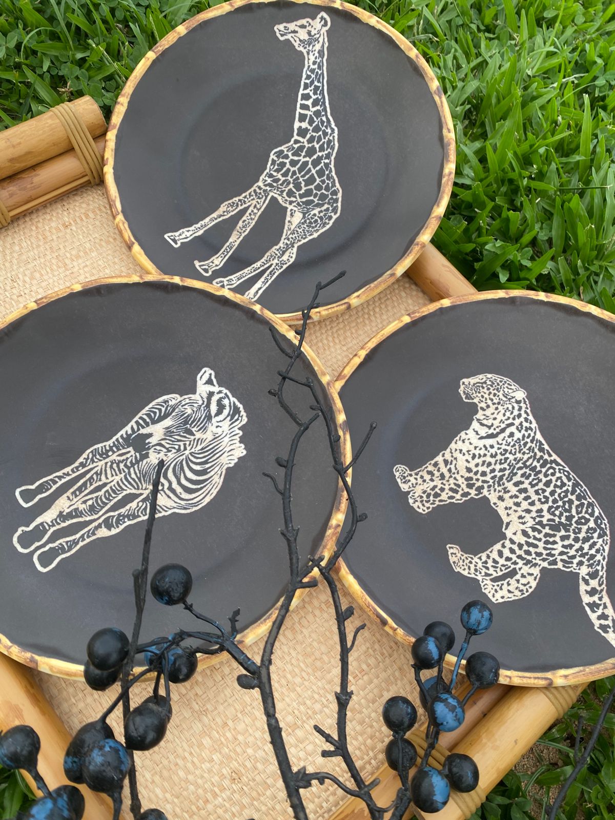 Pratos Sobremesa Animais em Porcelana com 6