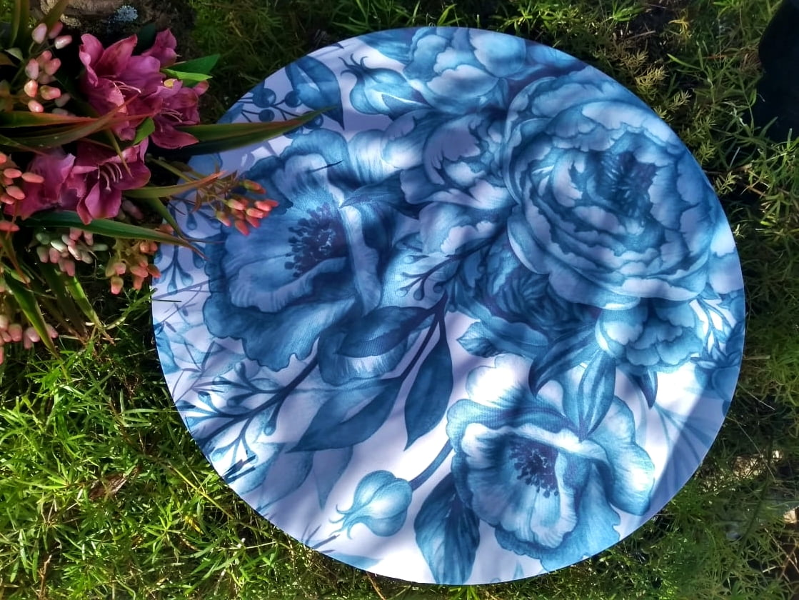 Kit de Sousplat com 6 Peças em Tecido Floral Azul