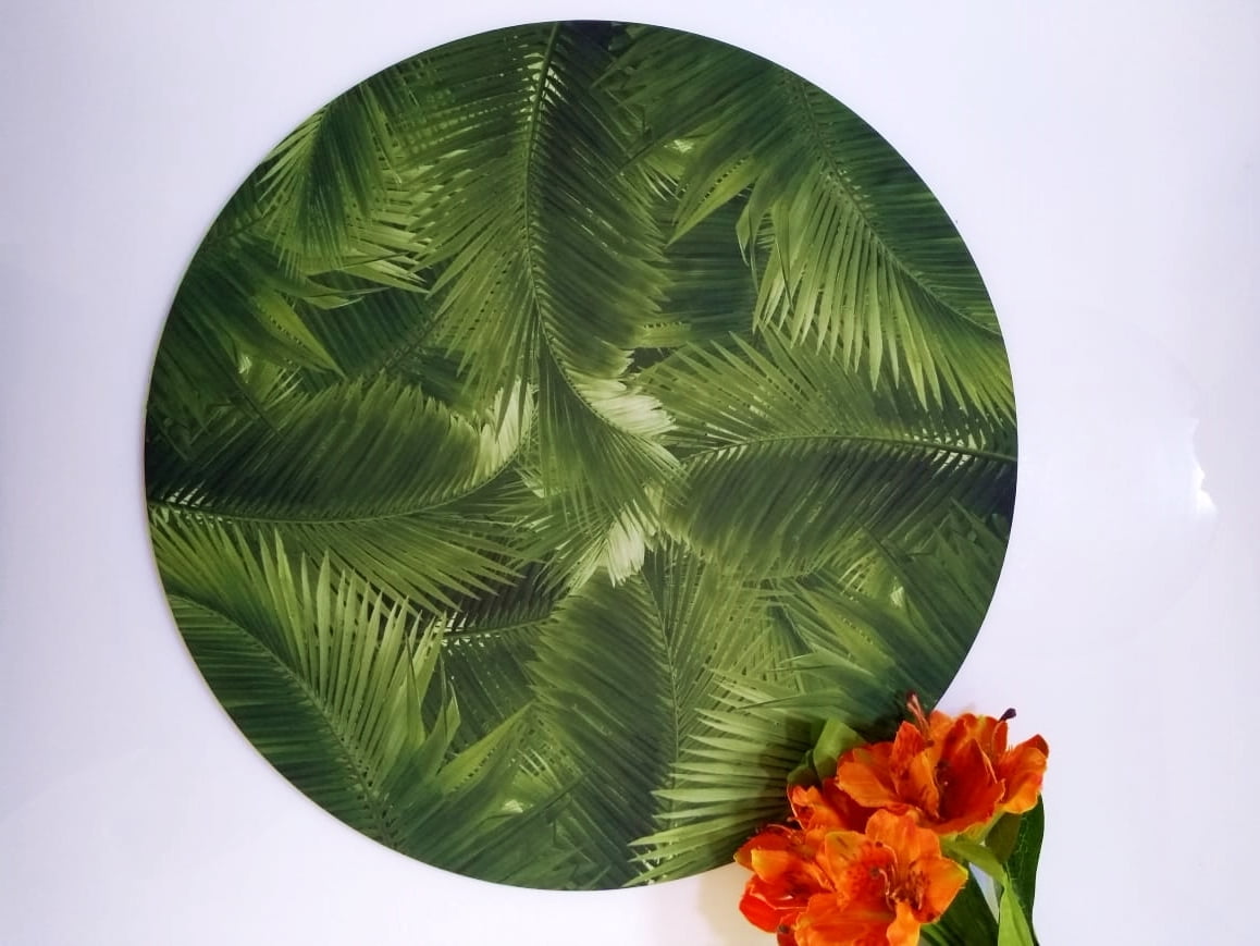 Kit de Sousplat com 4 Peças em Tecido Folhas e Palmeira