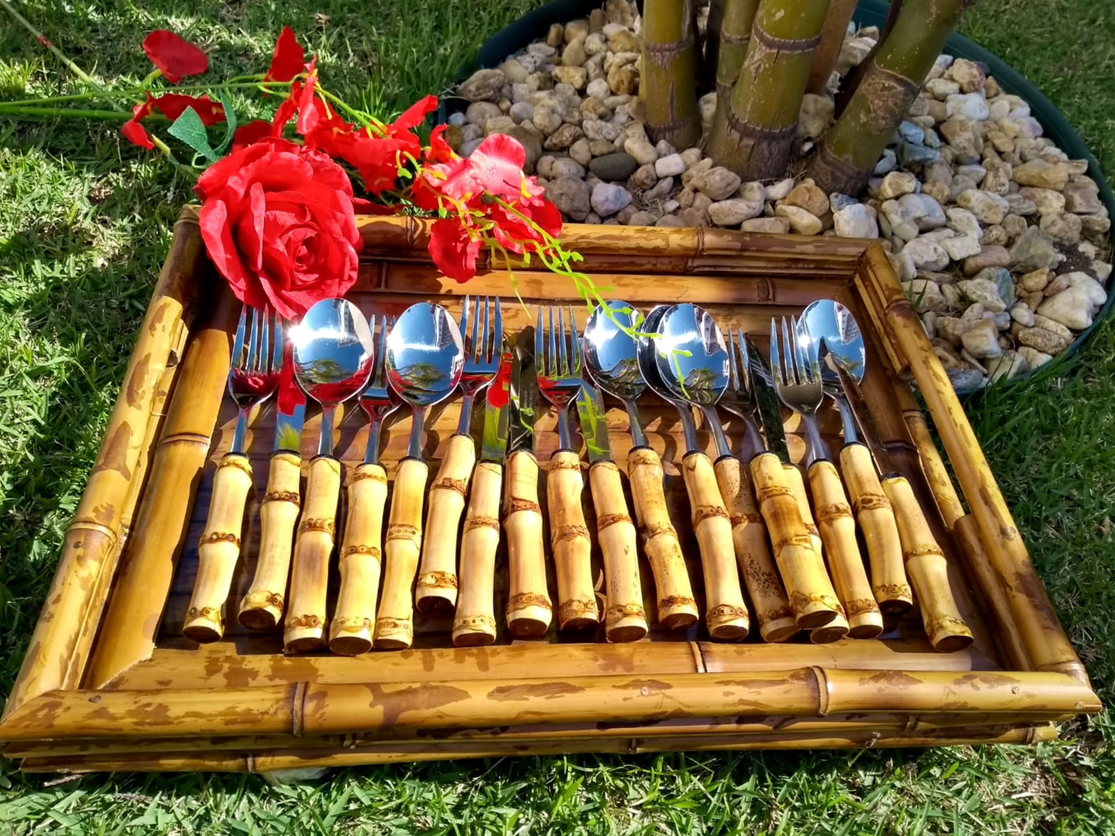 Faqueiro Bambu Natural 18 Peças