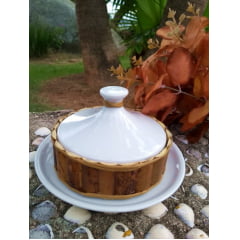 Manteigueira em Porcelana e Bambu