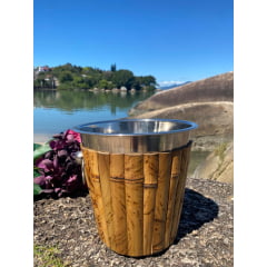 Balde de Gelo Inox e Bambu