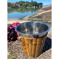 Balde de Gelo Inox e Bambu