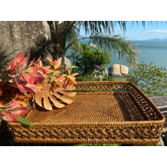 Bandeja Retangular Tanah Rattan