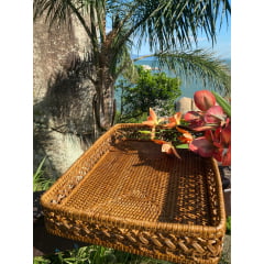 Bandeja Retangular Tanah Rattan