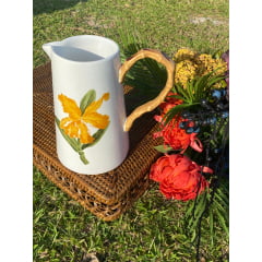 Jarra Orquídea Laranja em Porcelana