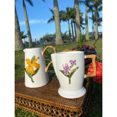 Jarra Orquídea Laranja em Porcelana