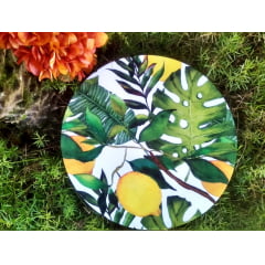 Kit de Sousplat com 6 Peças em Tecido Limão e Folhas