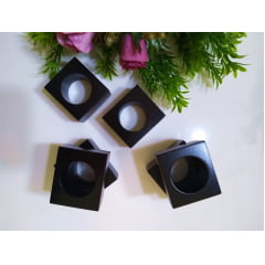 Kit com 6 anéis para guardanapos preto