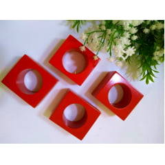 Kit com 4 anéis para guardanapos vermelho