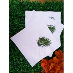 Kit com 4 guardanapos em algodão branco com palmeiras