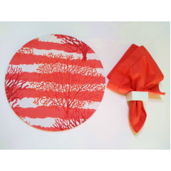 Kit com 6 guardanapos em algodão coral com ajour