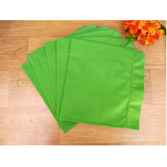 Kit com 6 guardanapos em algodão verde claro com ajour