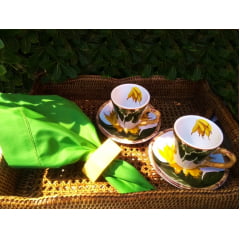 Kit com 6 guardanapos em algodão verde claro com ajour