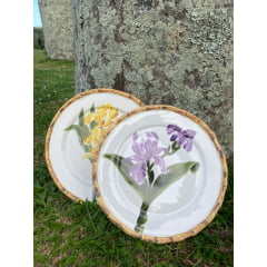 Pratos Rasos Orquídea em Porcelana com 8