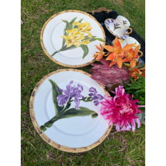Pratos Rasos Orquídea em Porcelana com 8