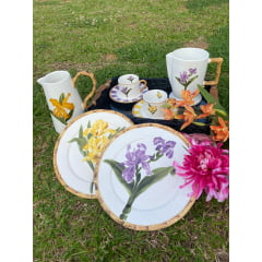 Pratos Rasos Orquídea em Porcelana com 8