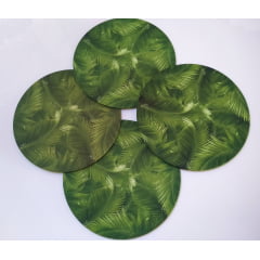 Kit de Sousplat com 4 Peças em Tecido Folhas e Palmeira