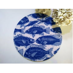 Kit de Sousplat com 6 Peças em Tecido Peixe Azul    