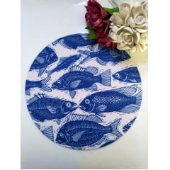 Kit de Sousplat com 6 Peças em Tecido Peixe Azul    