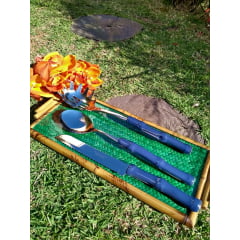 Colher de Arroz com Bambu Azul 