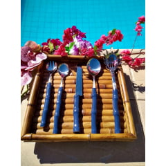 Faca para Pão com Cabo em Bambu Azul