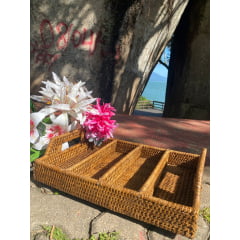 Porta Talher em Rattan Horizontal
