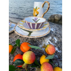 Bowl Cereal em Porcelana Orquídea Amarela e Lilás com 8