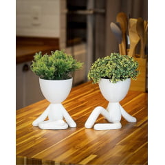 Dupla vasinho Mini Bob branco - material biodegradável