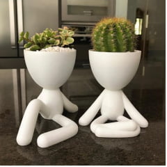 Dupla vasinho Mini Bob branco - material biodegradável