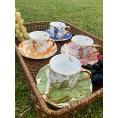 Xícara de Chá Pássaros em Porcelana com 8