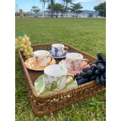 Xícara de Chá Pássaros em Porcelana com 8