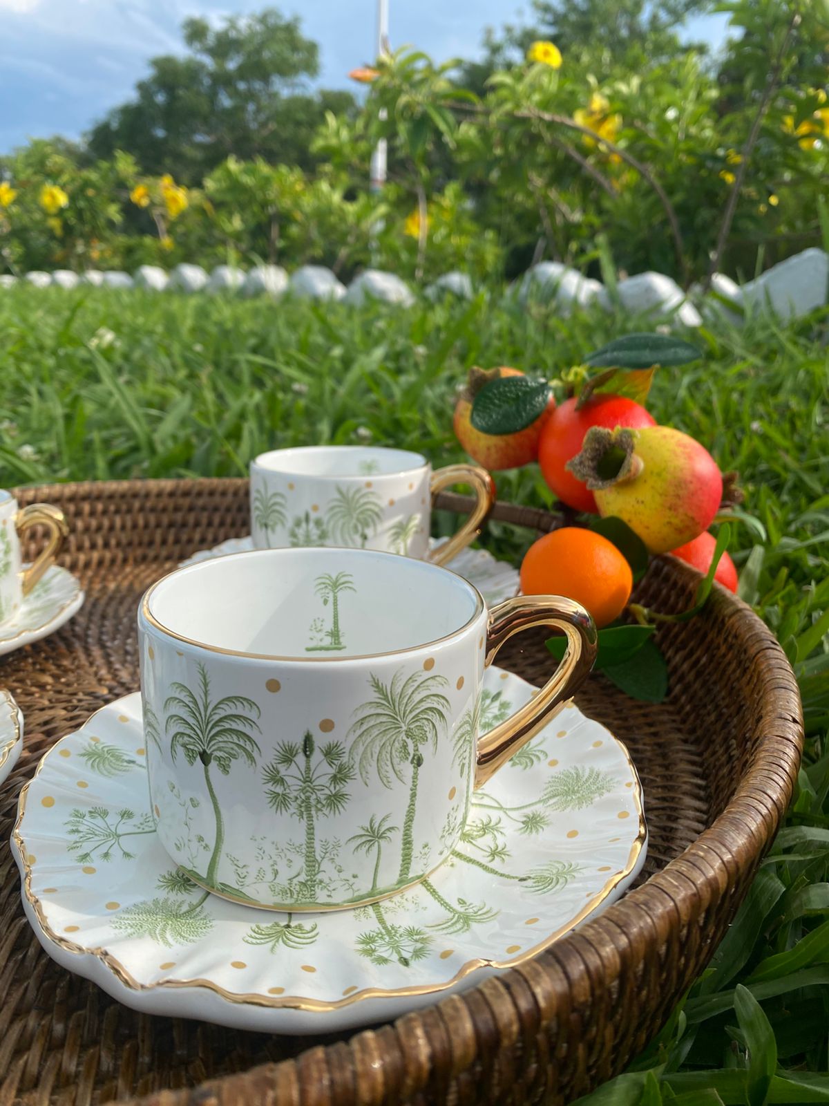 Xicaras de Chá Petit Poa em Porcelana com 6